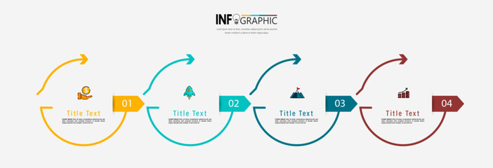 Fototapete - Flat timeline infographic design template vector. 