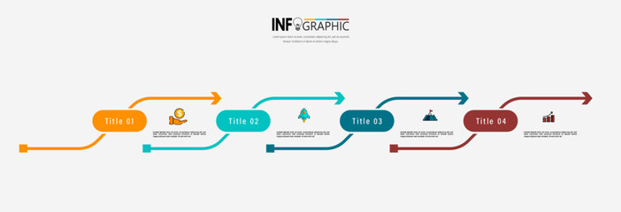 Fototapete - Flat timeline infographic design template vector. 