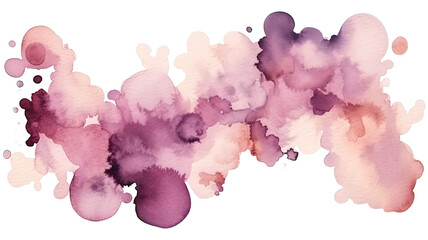 Wall Mural - gathering of mulberry and cream abstract watercolor swashes isolated on a transparent background