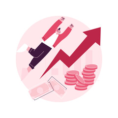 Sales growth abstract concept vector illustration. Profit plan, client database growth, sales manager, promotion method, marketing goal, salesman achievement, rate formula abstract metaphor.