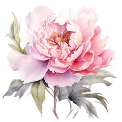 Poster - Watercolor beautiful peony flower. Illustration AI Generative.