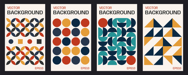 Wall Mural - vector set of postmodern vertical poster.abstract geometric backgrounds. vector