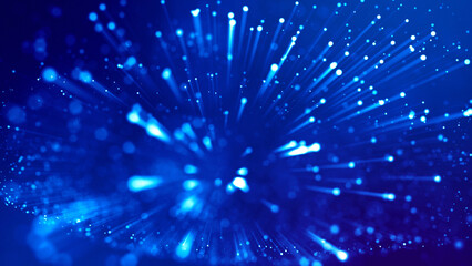 Wall Mural - blue light rays like laser show for bright festive presentation. 3d rendering of abstract blue backg