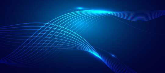 Wall Mural - Abstract blue background with flowing lines. Dynamic waves. vector illustration.	
