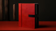 © Александр Беспалый - expensive design album with red leather material hard cover, book mockup with copy space stands on the table, created with Generative AI Technology.