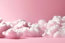 A Cotton Candy Pink Background With Fluffy Clouds