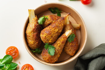 Wall Mural - Healthy vegan Plant based chicken drumsticks, lunch concept