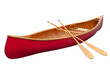 © Daniel Thornberg - Red wooden canoe with paddles isolated on a white background