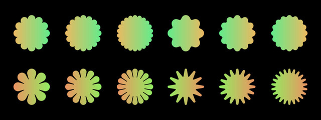 Poster - collection of round shapes or figures in gradient colors – set of floral elements for decoration, te