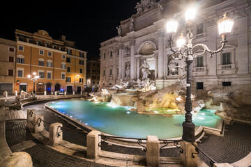 Poster - Trevi fountain illuminated at night