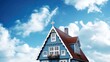 Dutch House with Dormer: Beautiful Architecture in Blue Sky with Window Detailing and Rooftop. Generative AI