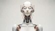 © wetzkaz - robot with artificial intelligence or cyborg as transhumanism, white skin