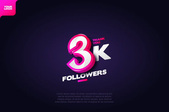 celebration of 3k followers with realistic 3d number on dark background