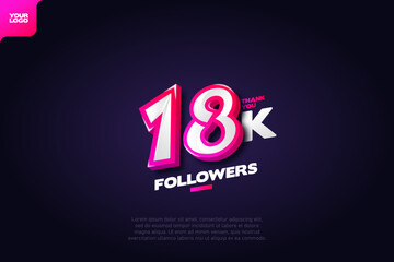 celebration of 18k followers with realistic 3d number on dark background