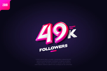 Wall Mural - celebration of 49k followers with realistic 3d number on dark background