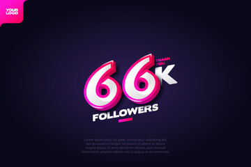 Wall Mural - celebration of 66k followers with realistic 3d number on dark background