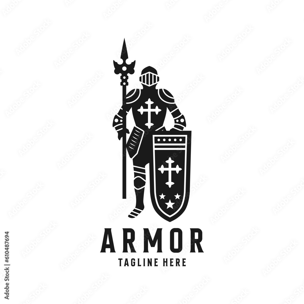 body armor logo design, old warrior armor