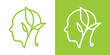 logo design health care mental head and leaf minimalist icon vector illustration