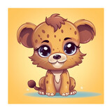 Fototapeta Dinusie - cute baby cheetah sitting with glowing eyes and happy face ai image generative