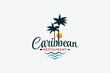 © cahiwak - caribbean restaurant logo with a combination of beautiful lettering, palms and sunset.
