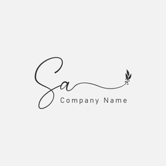Wall Mural - handwriting letter Sa. Initial Letter SA Logo monogram typography for business name. Vector logo inspiration