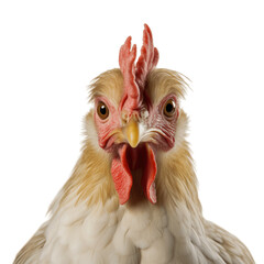 Portrait of a chicken isolated on white background cutout