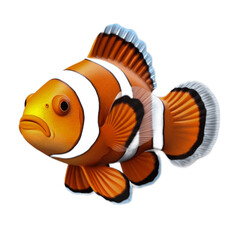 Wall Mural - The orange clownfish isolated on white background cutout