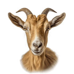 Wall Mural - Adult goat with horns isolated on white background cutout