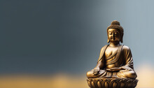 Buddha Statue Isolated On Blur Background Generative Ai, Digital Illustration.