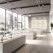 White clean retail store layout, well lit