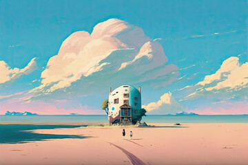 Wall Mural - Landscape of the island with blue sky. Generative AI.