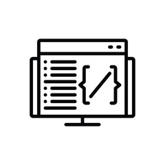 Black line icon for coding 