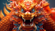 Traditional 3d Chinese Dragon Illustration. 3d Character Dragon Bright Colors Print For Clothes, Stationery. Banner Chinese Dragon 2024. New Year Of The Dragon 2024. Generative Ai.