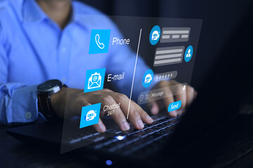 Wall Mural - chatbot conversation concept. virual assistance crm software automation technology. customer chating