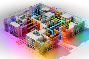 Leinwandbilder -   layout and design of a data center, highlighting the strategic placement of database servers for efficient data processing.  Generative AI technology.