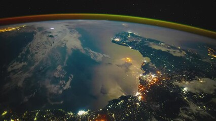 Wall Mural - Earth from space. Flight over the Earth time lapse. Planet Earth seen from the ISS. Elements of this image furnished by NASA.
