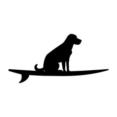 Sticker - Logo club de surf. Silueta de perro sentado en tabla de surf