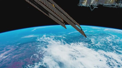 Wall Mural - Earth from space. Flight over the Earth time lapse. Planet Earth seen from the ISS. Elements of this image furnished by NASA.