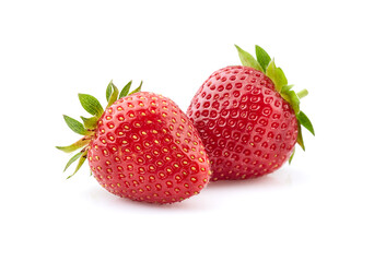 Wall Mural - Strawberries in closeup on white background