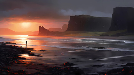 Illustration of a beautiful view of Iceland