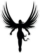 Angel with wings. Silhouette - vector isolated. Heaven.