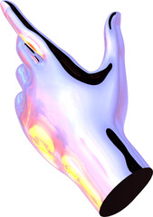 Poster - 3d chrome metal hand with transparent background, surreal hand, psychedelic aesthetic