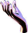 3d chrome metal hand with transparent background, surreal hand, psychedelic aesthetic