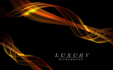 Wall Mural - Two isolated elements, golden tone wave patterns on a black background
