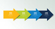 Four step arrow template for presentation. 4 steps options, elements, infographic.