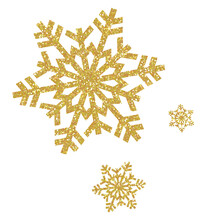 Glitter Golden Snowflake . Snowflake Icon. Design For Decorating,background, Wallpaper, Illustration.