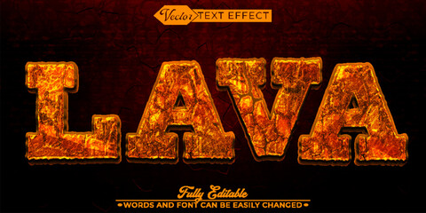 Orange Hot Lava Vector Editable Text Effect Template