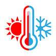 © AomoDigital - Thermometer icon display hot and cold temperture, flat vector icon of temperature, medical thermometer, Weather icon, hot and cold climate icon, icons for web and mobile app design.