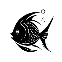 Wall Mural - fish icon. black silhouette of fish.