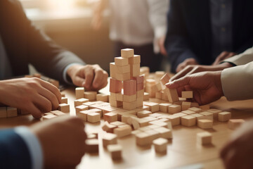Wall Mural - a team participating in a team-building activity. business, situations in the office, bokeh generati